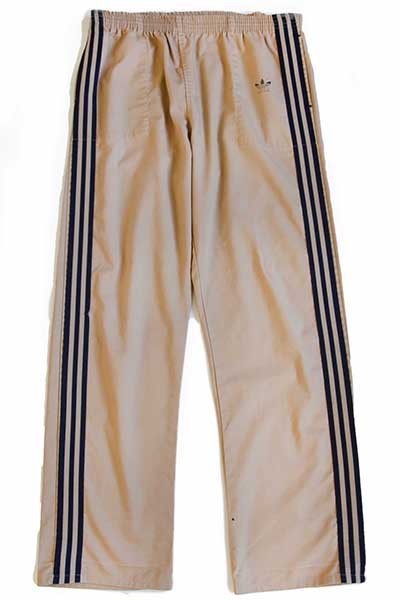 80s USA製 adidasアディダス トラックパンツ ベージュ×紺 L☆ジャージ