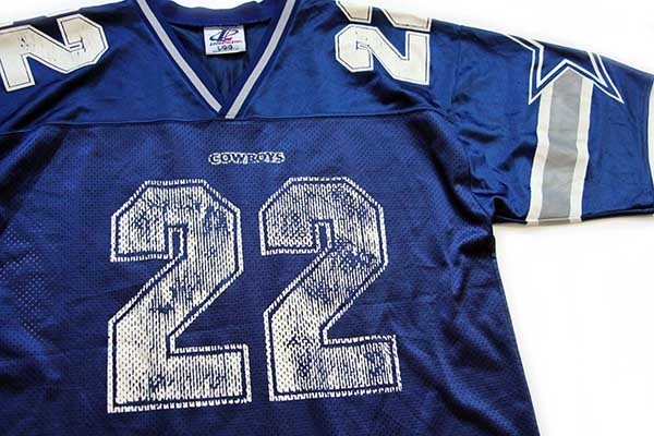 90s USA製 NFL COWBOYS E.SMITH 22 ナンバリング ナイロン メッシュ