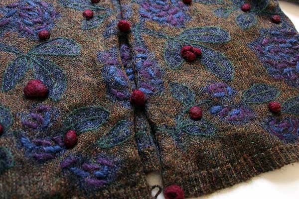 90s EXPRESS TRICOT 花柄 刺繍 モヘヤ ニット カーディガン L