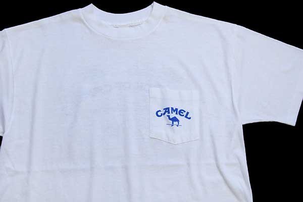 90s USA製 CAMEL キャメル A PACK OF CAMELS ポケットTシャツ 白 XL