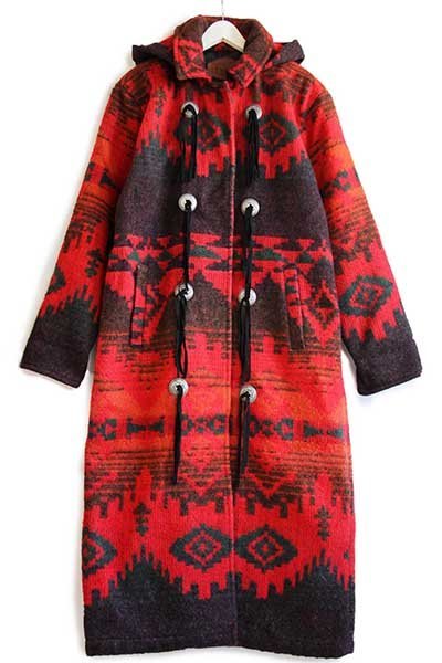 90s USA製 Woolrichウールリッチ ネイティブ柄 ロング ウール