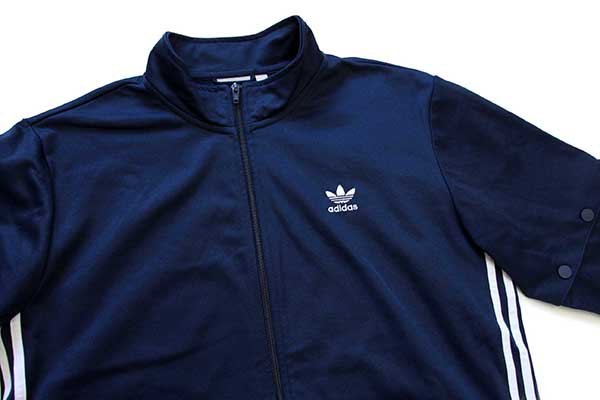 adidasアディダス トレフォイル ロゴ刺繍 2WAY トラックジャケット 紺