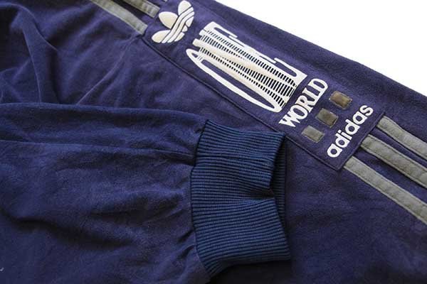 90s adidasアディダス ONE WORLD ロゴ ハイネック ベロア トラック