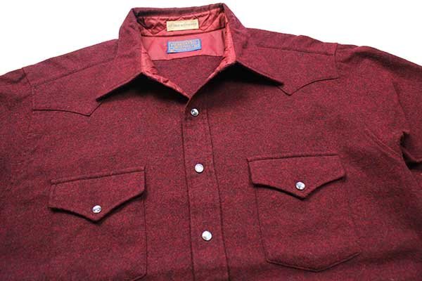 70s USA製 PENDLETONペンドルトン 無地 ウール ウエスタンシャツ