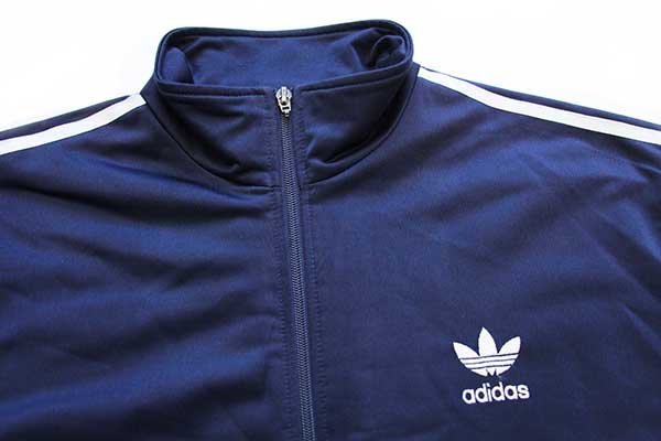 90s adidasアディダス トレフォイル ロゴ刺繍 トラックジャケット 紺