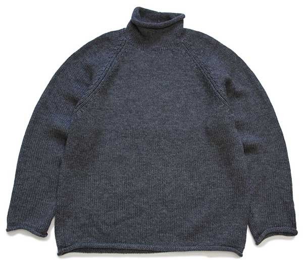 90s J.CREW ロールネック ウールニット セーター チャコールグレー S
