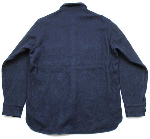 70s USA製 Woolrichウールリッチ 無地 ウールシャツ 濃紺 M