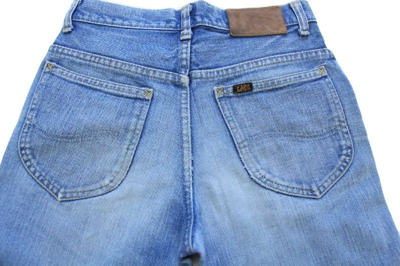 70s USA製 Leeリー 200 フレア ダメージ デニムパンツ ヒゲ W28 L34