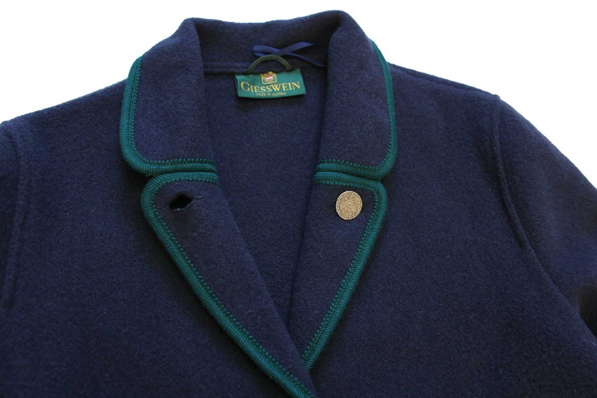 オーストリア製 GIESSWEIN チロリアン ボイルドウール ジャケット 紺