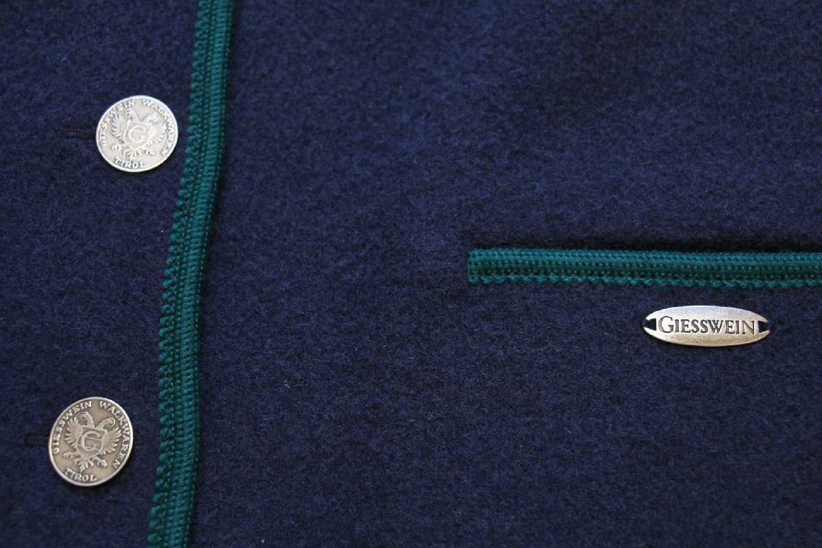オーストリア製 GIESSWEIN チロリアン ボイルドウール ジャケット 紺