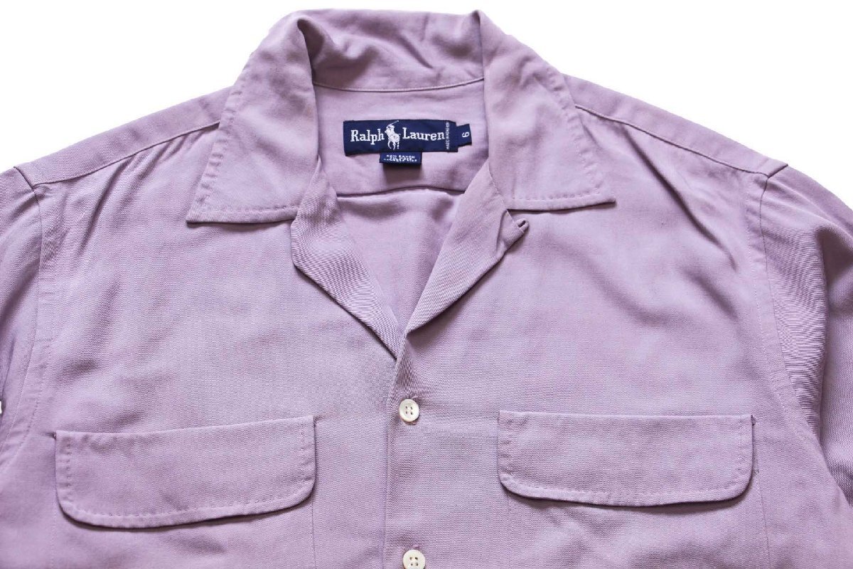 90s ラルフローレン レーヨン×ウール オープンカラーシャツ ラベンダー