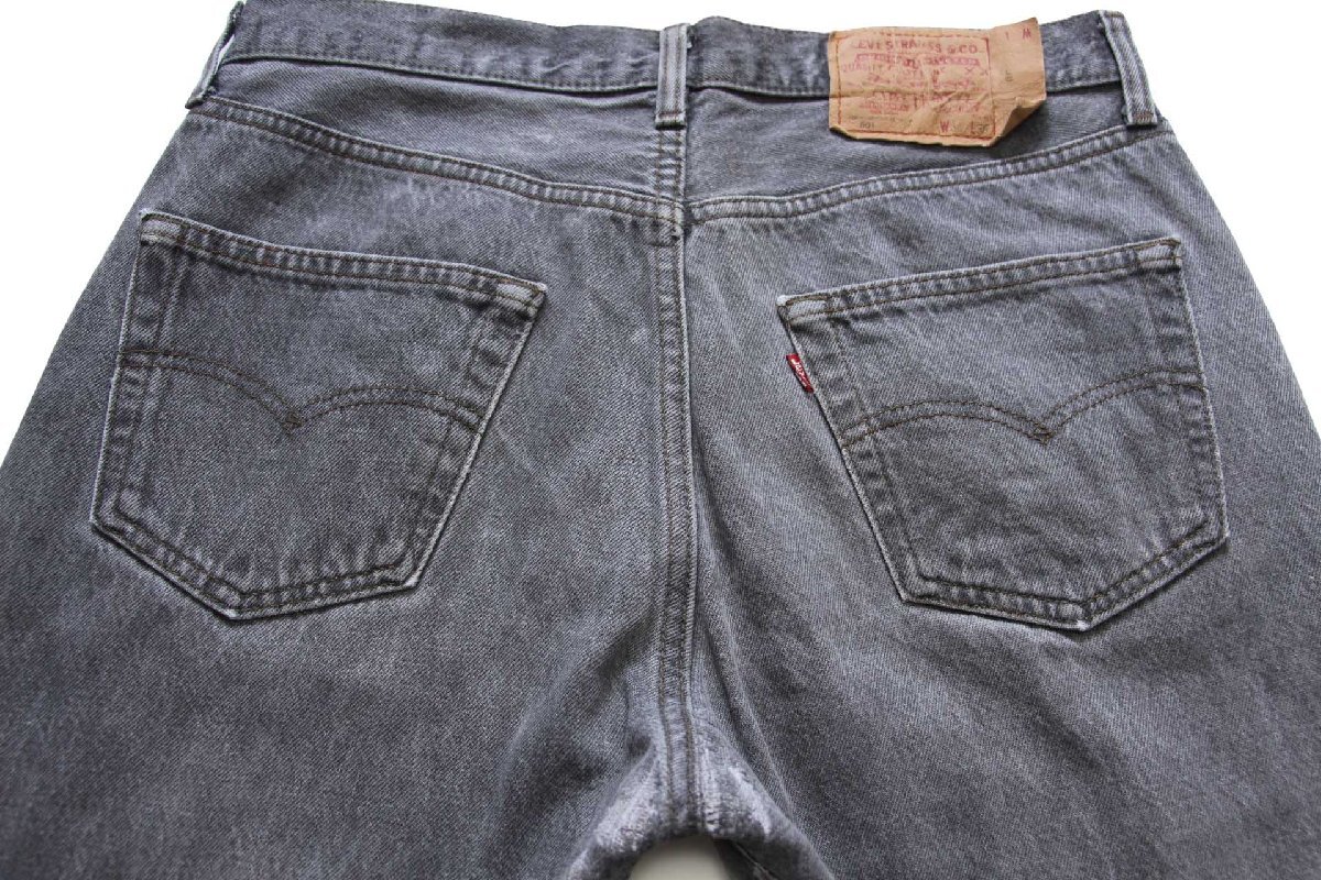 90s USA製 Levi'sリーバイス 501 カットオフ 先染め ブラック デニム