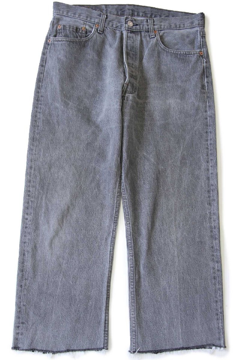 90s USA製 Levi'sリーバイス 501 カットオフ 先染め ブラック デニム