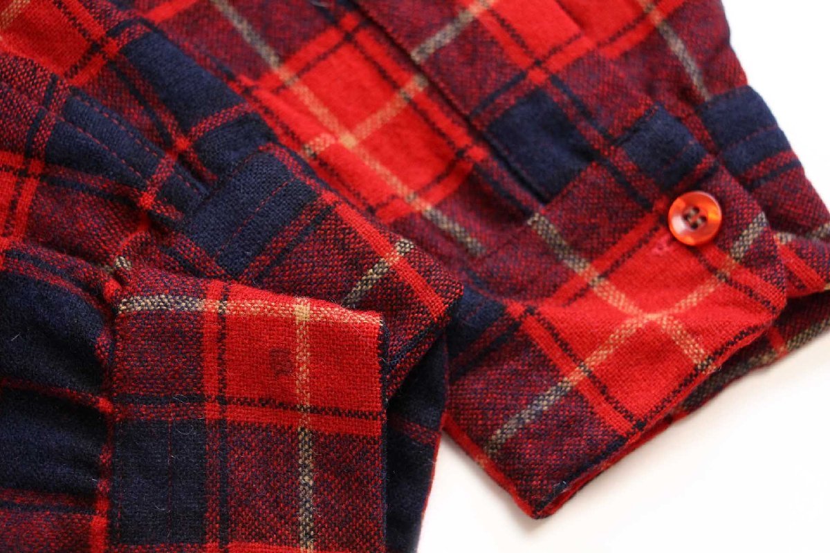 70s USA製 PENDLETONペンドルトン タータンチェック オープンカラー