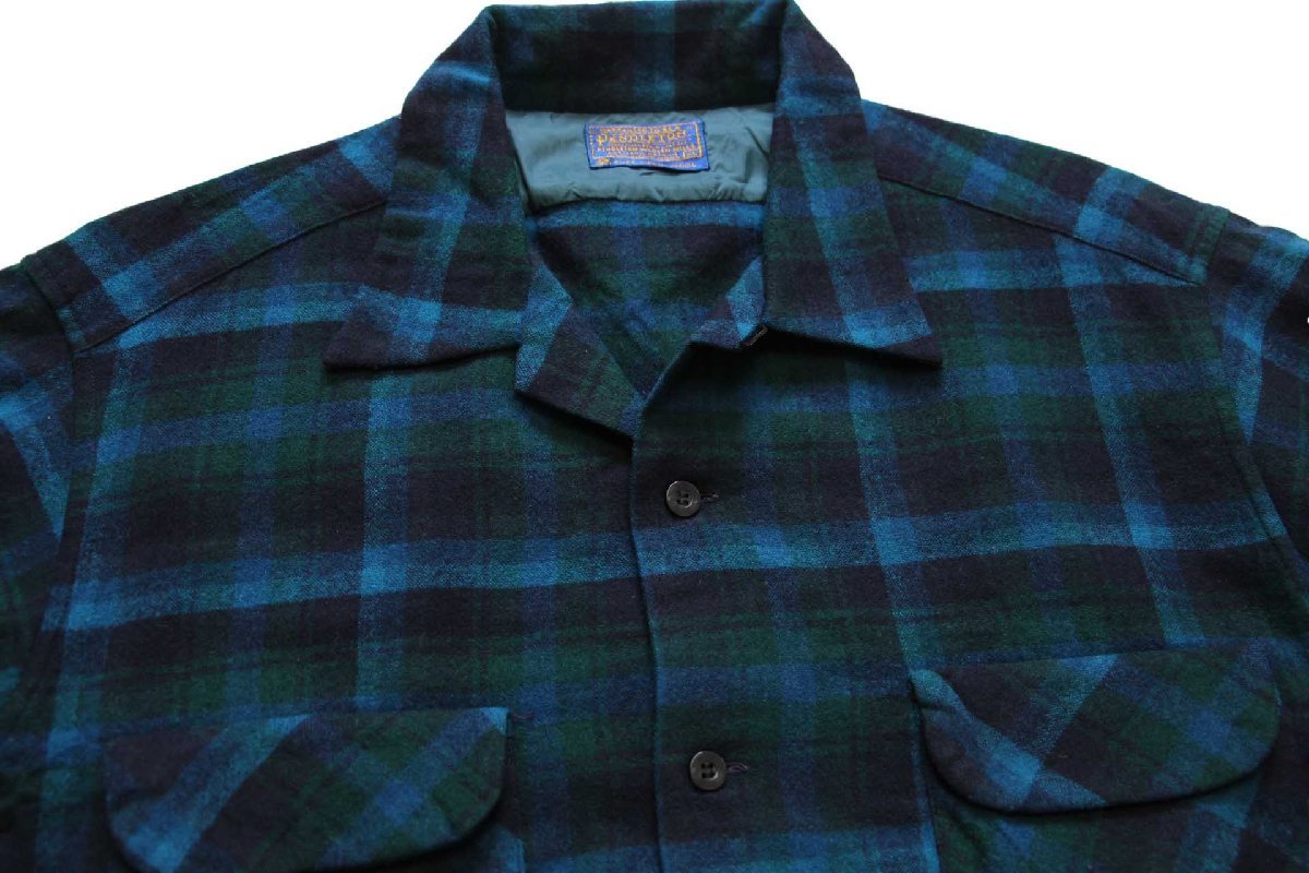 60s PENDLETONペンドルトン オンブレチェック ウール オープンカラー
