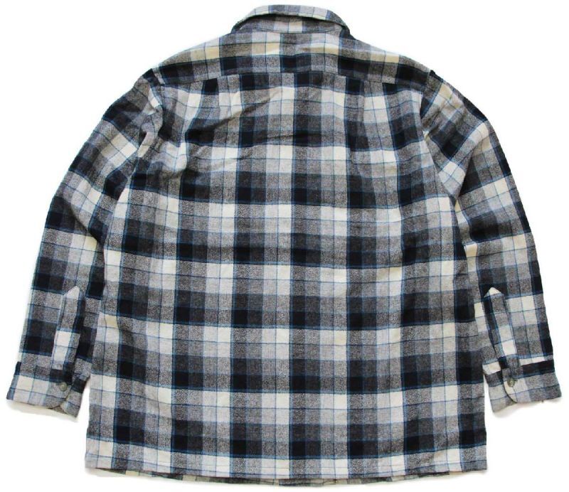 50s PENDLETONペンドルトン チェック オープンカラー ウールシャツ XL