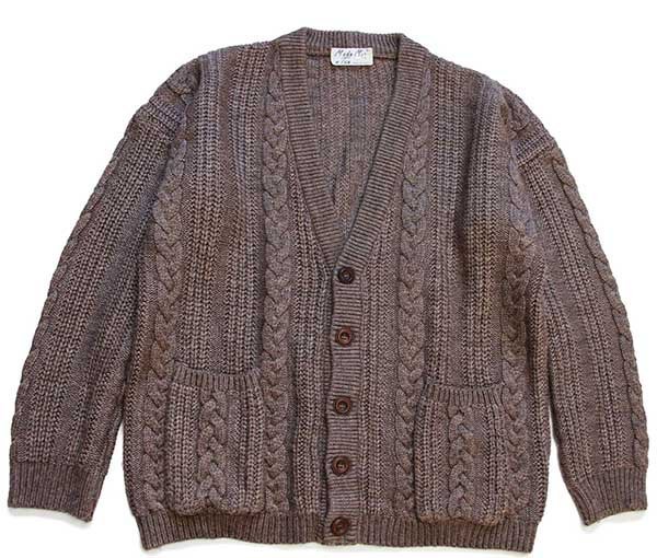 80s イタリア製 Moda Mio e Tue ケーブル編み ウール×アクリルニット