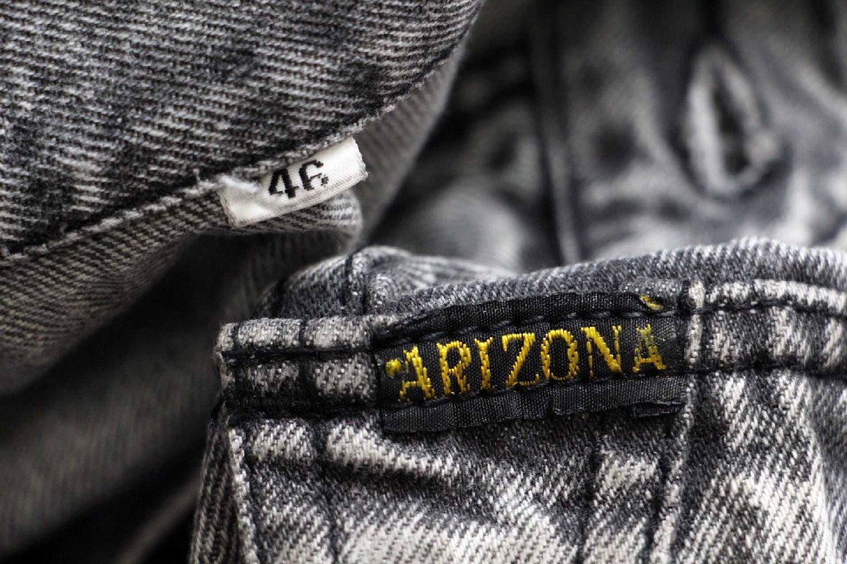 90s ARIZONA ケミカルウォッシュ ブラック デニムシャツ 46☆アシッド