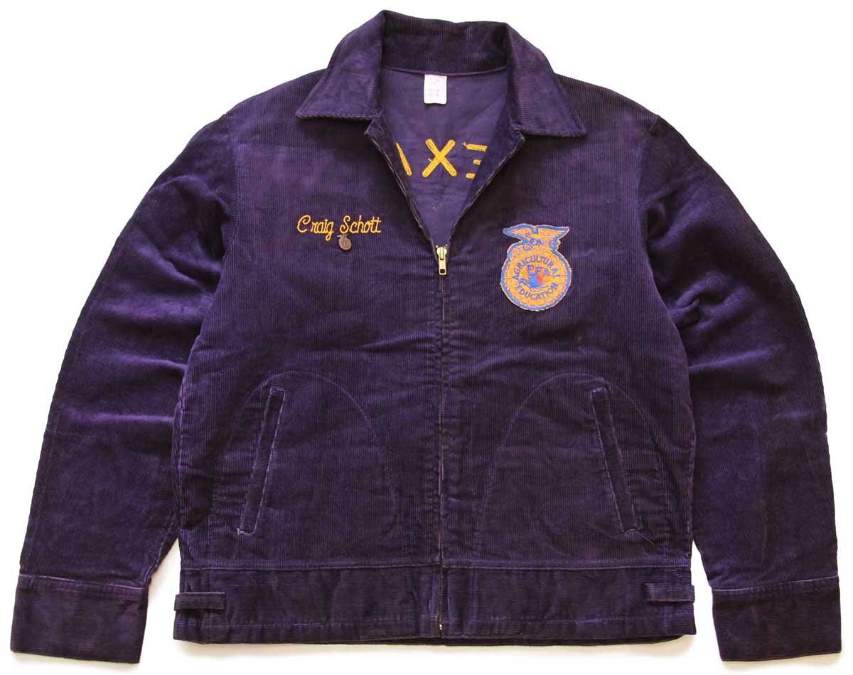 80s FFA TEXAS チェーン刺繍&ピンズ&パッチ付き コーデュロイ