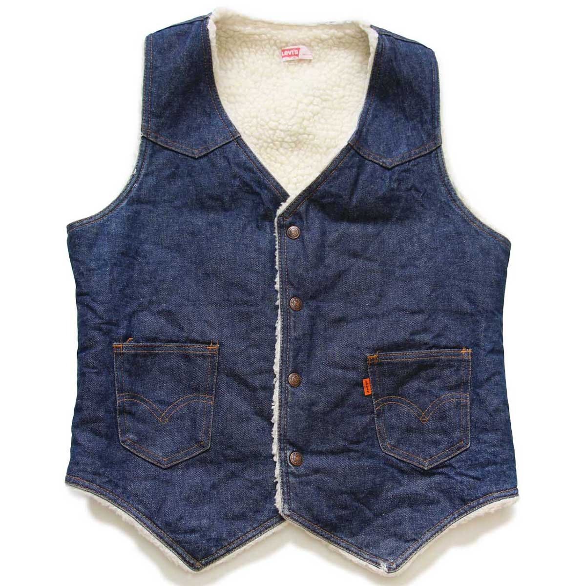 70s USA製 Levi'sリーバイス 60607 ボアライナー デニムベスト M☆B