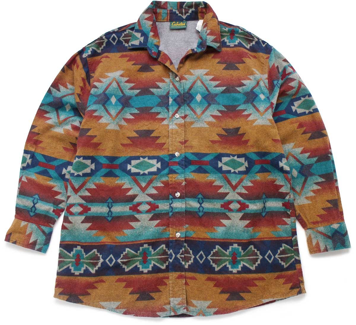90s USA製 Cabela'sカベラス ネイティブ柄 コットン シャモアクロス