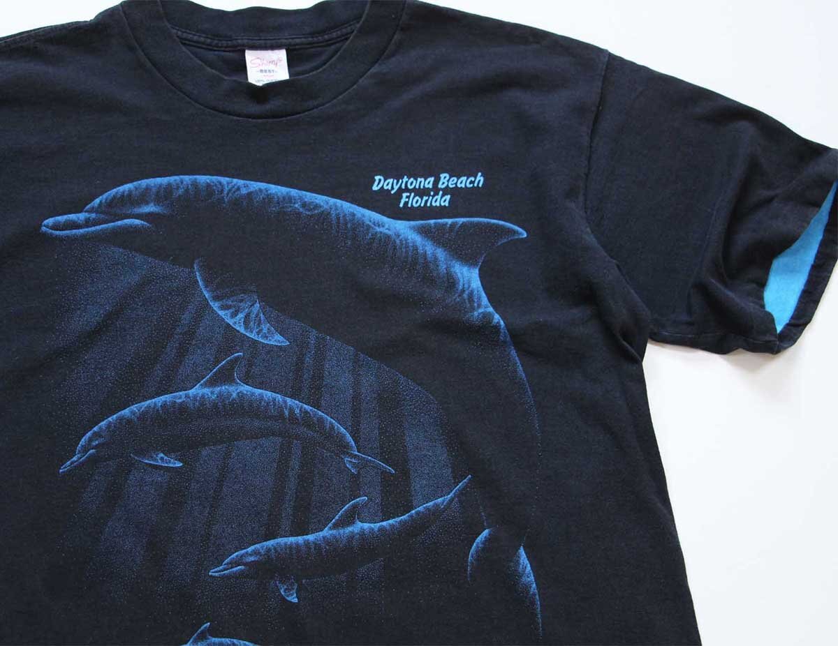 90s USA製 Daytona Beach Florida イルカ アート レイヤードスリーブ