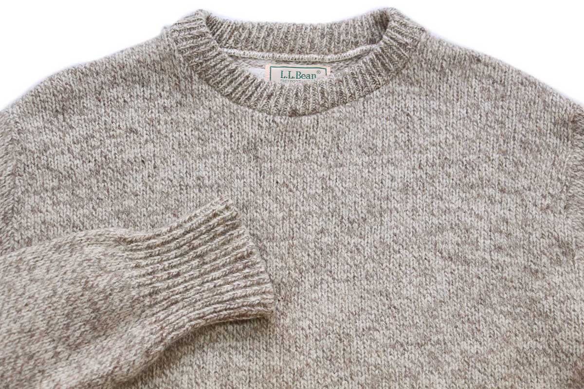 80s USA製 L.L.Bean 無地 ウールニット セーター グレーブラウン