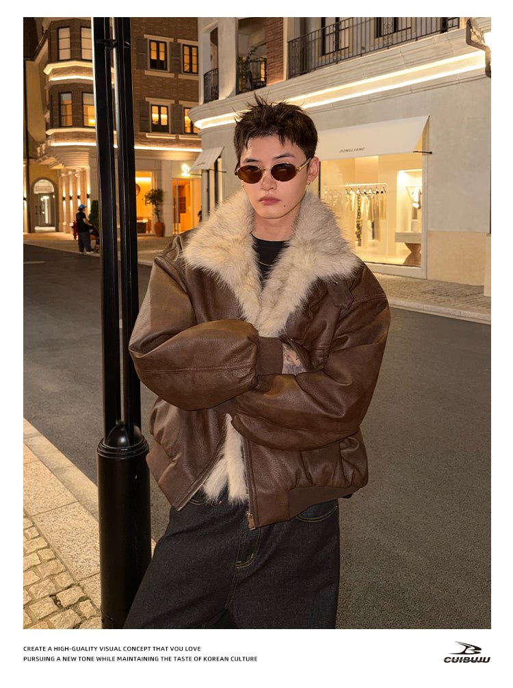 Cozy worldwide ファー付きレザージャケット opium お兄系 Cozy