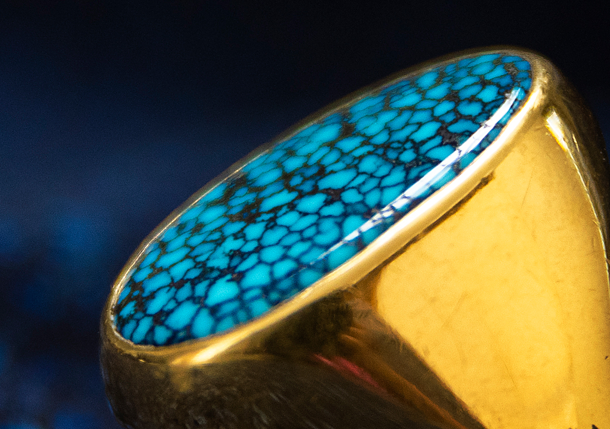 Lander Blue K22 gold ring 174 | ターコイズ・メンズシルバー