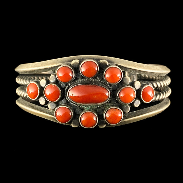 インディアンジュエリー サンゴ ブレスレット153 | ターコイズ・メンズ