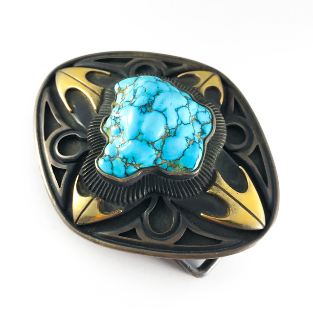 Lee Yazzie Lone Mt. buckle 022 | ターコイズ・メンズシルバー