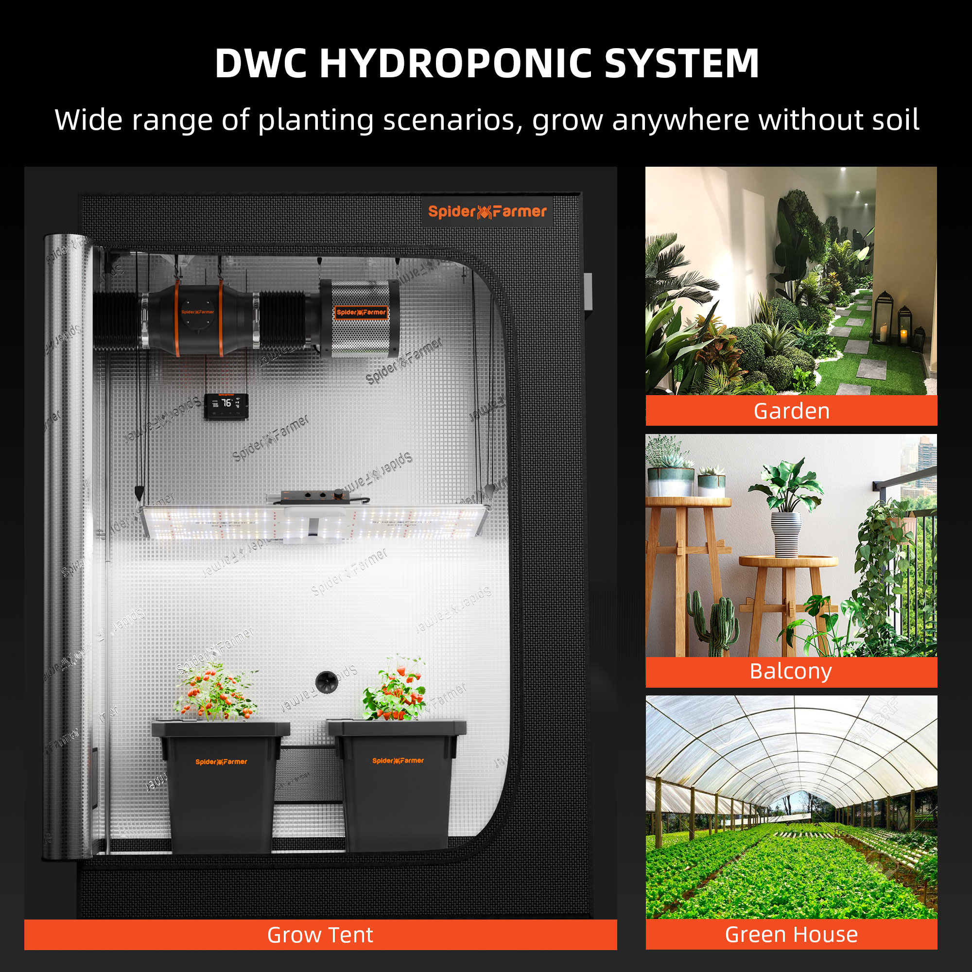 Spider Farmer DWC Hydroponic Growing System with Top Drip Kit, 7