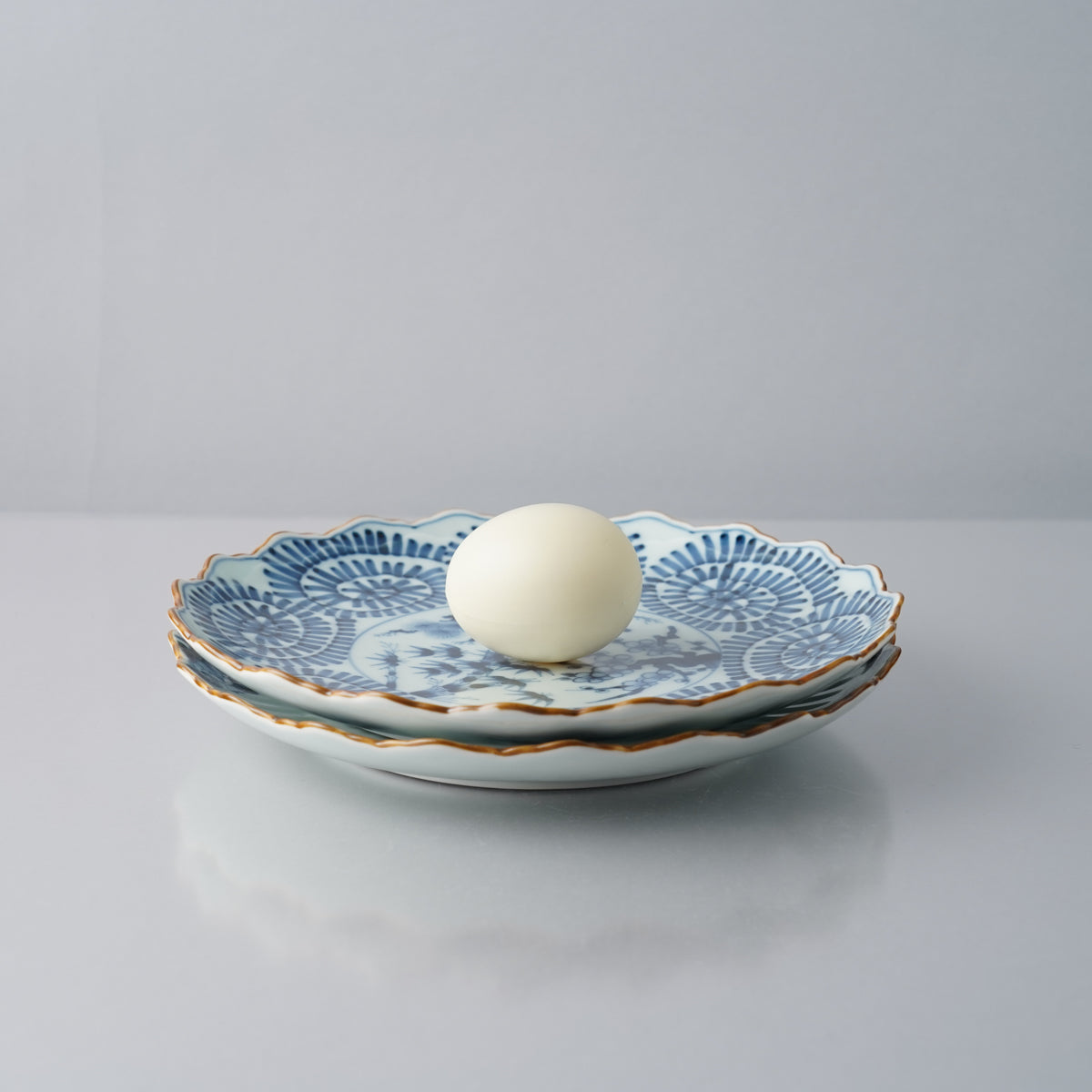 未使用 有田焼 古千窯 湾曲プレート5枚 お祝い 有田焼 渕錆古染