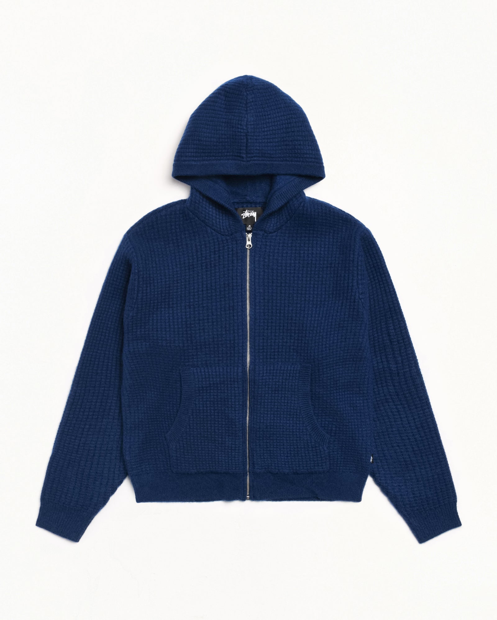 Waffle Cashmere Zip Hood Sweater – Navy | Sweaters & Knits | Stüssy