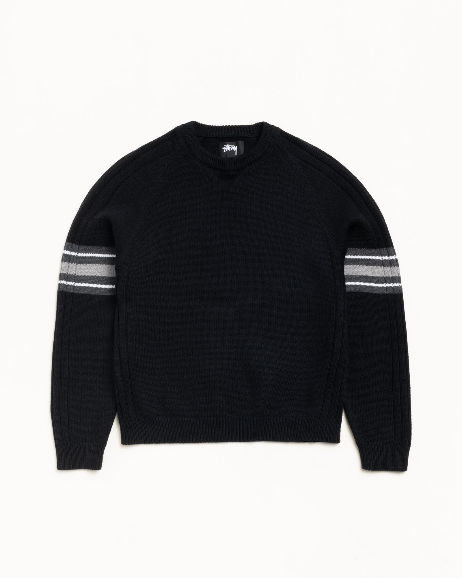 Stripe Raglan Crew – Black | Tops & Knits | Stüssy