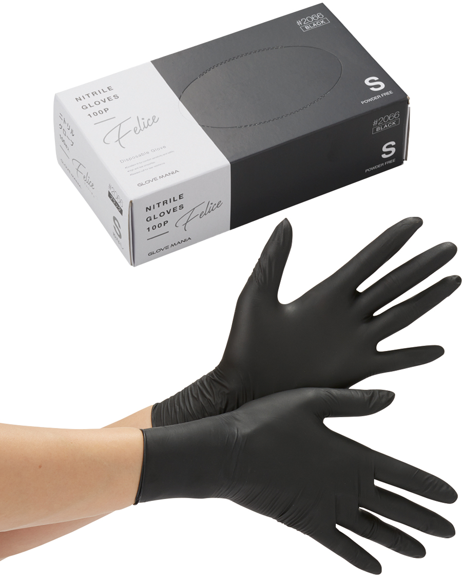ニトリルゴム】ニトリル使いきり手袋Felice(フェリーチェ)100枚入り(粉