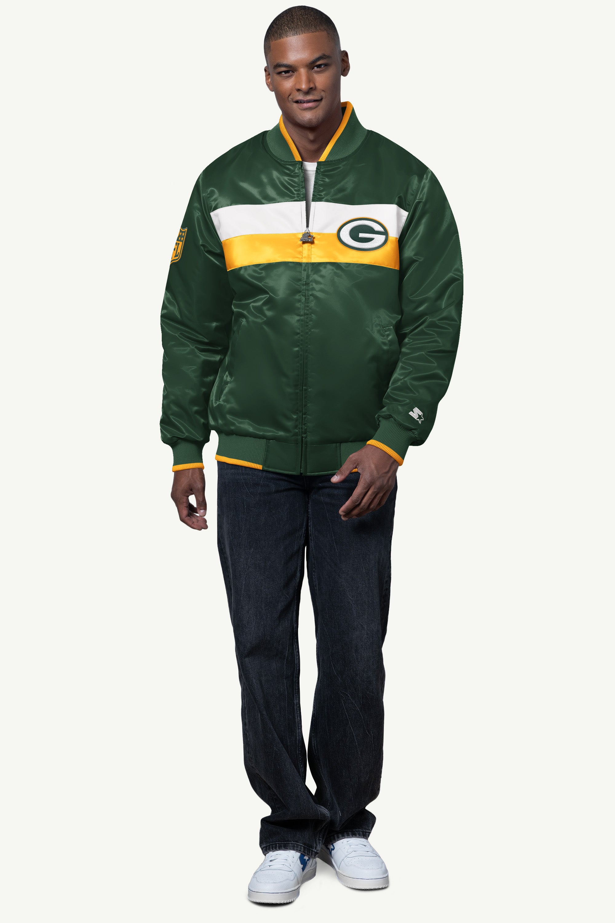 Mens Green Bay Packers Ambassador Satin Varsity Jacket | NFL | Starter