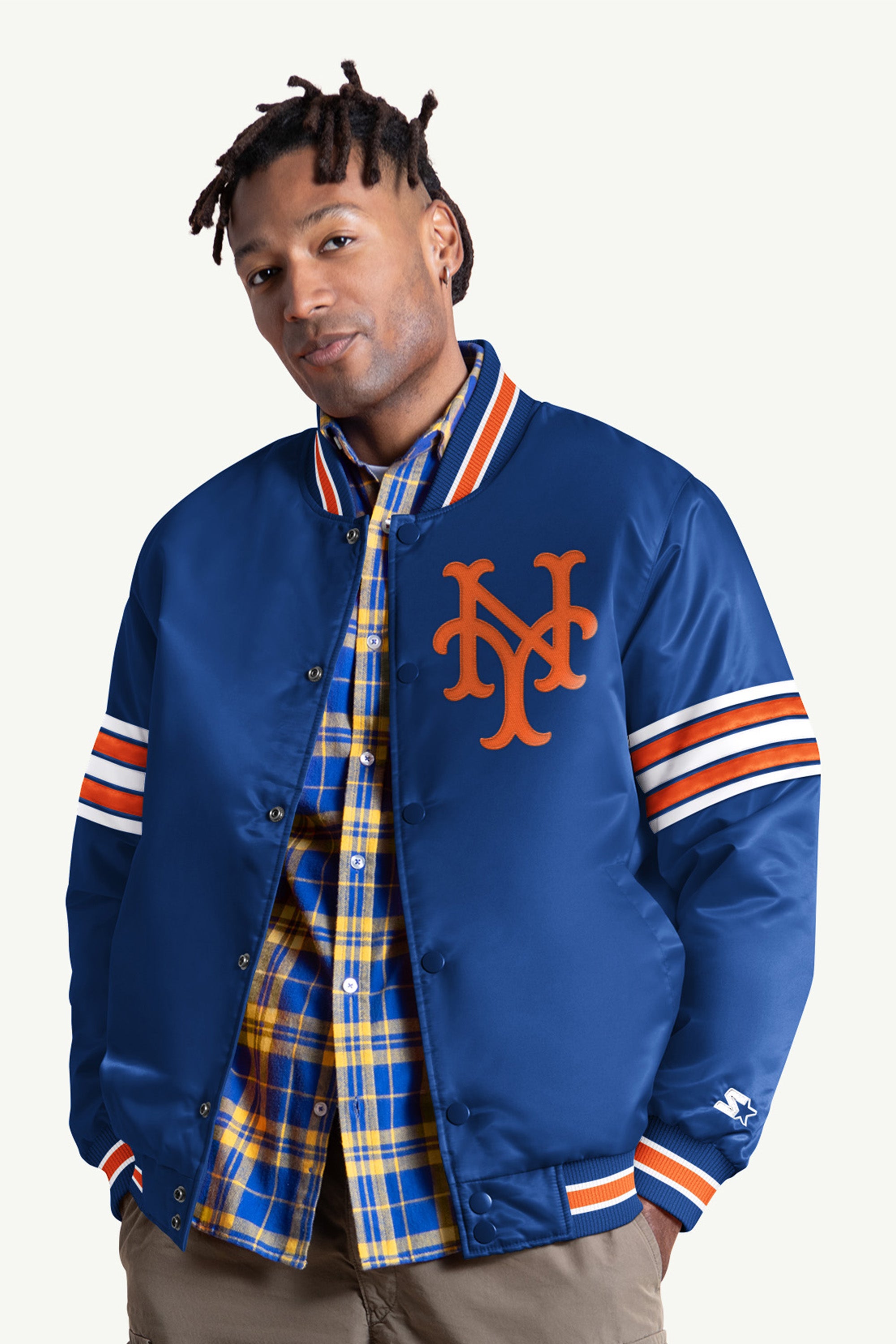Mens New York Mets Retro Full Zip Leather Jacket | MLB | Starter