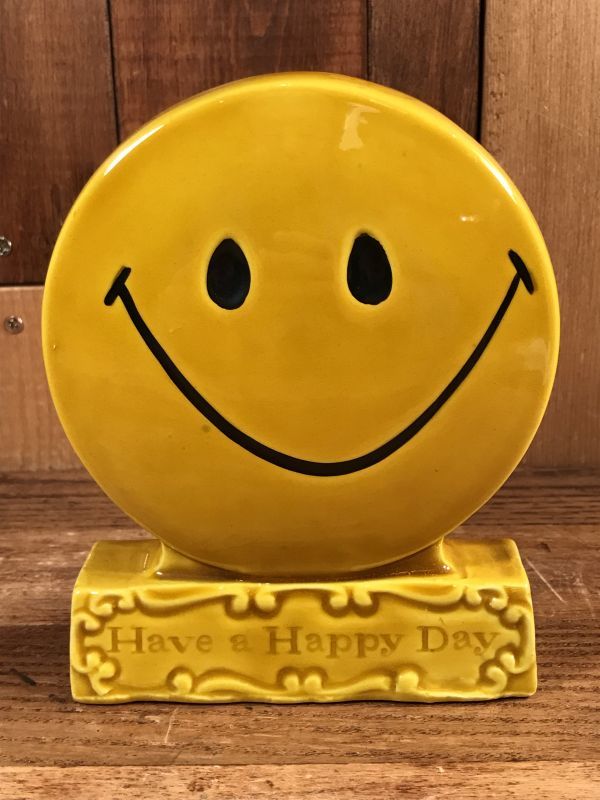 Smile Face “Have a Happy Day” Ceramic Coin Bank スマイルフェイス