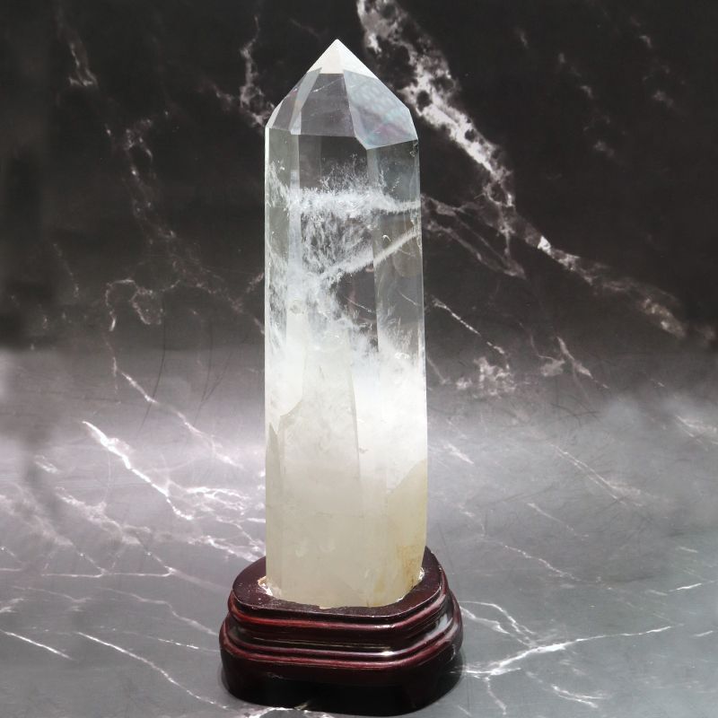 置物 水晶 六角柱 ブラジル産 台付き 浄化 クォーツ パワーストーン