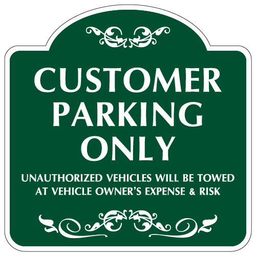 Mission Style Customer Parking Only Sign - 18x18