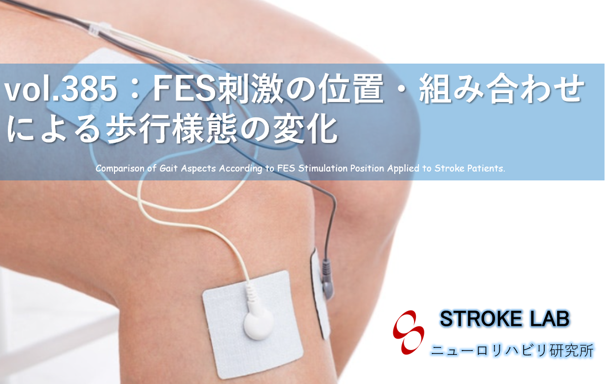 vol.385:前脛骨筋と他部位との電気刺激の組み合わせが歩行に与える効果