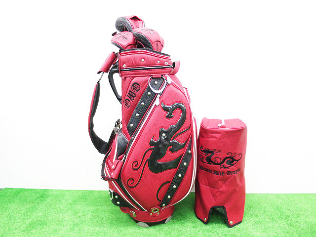 ダンスウィズドラゴン キャディバッグ ゴルフバッグ 黒‪✕‬赤 ダンス