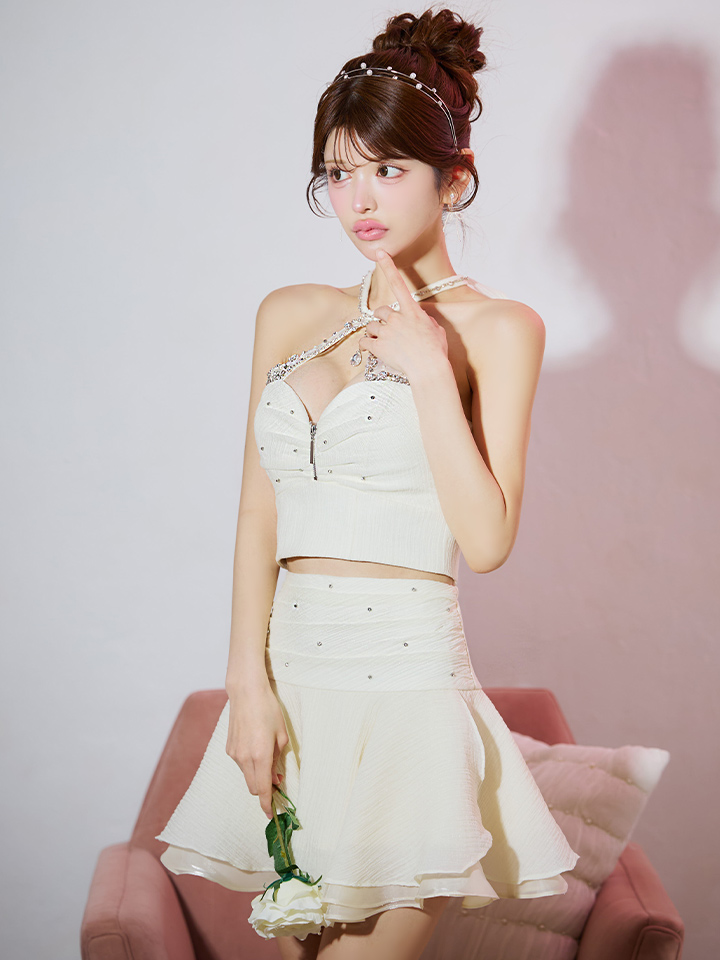 XSサイズあり【ROBE de FLEURS/ローブドフルール】ビジュー/ ホルター