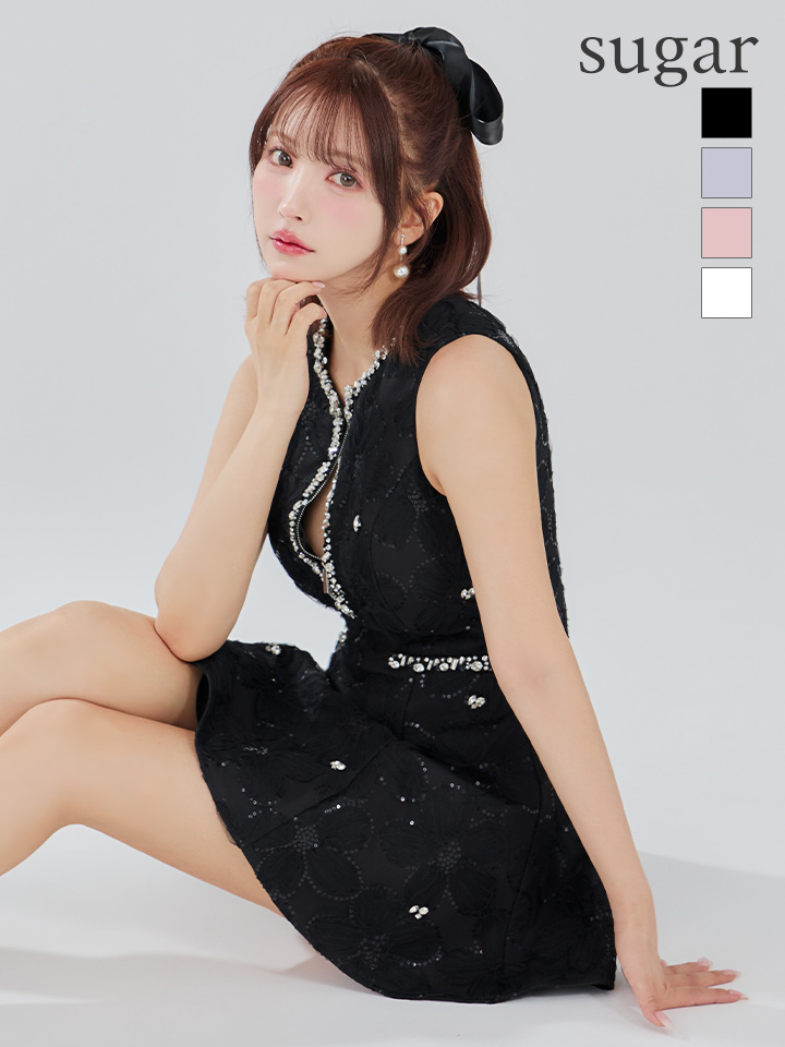 XSサイズあり【ROBE de FLEURS/ローブドフルール】ビジューライン