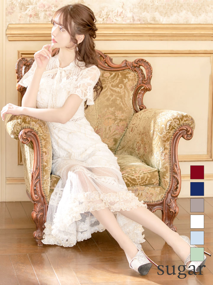 XS-Lサイズあり【SETTAN/セッタン】フラワーレース/ リボンネック