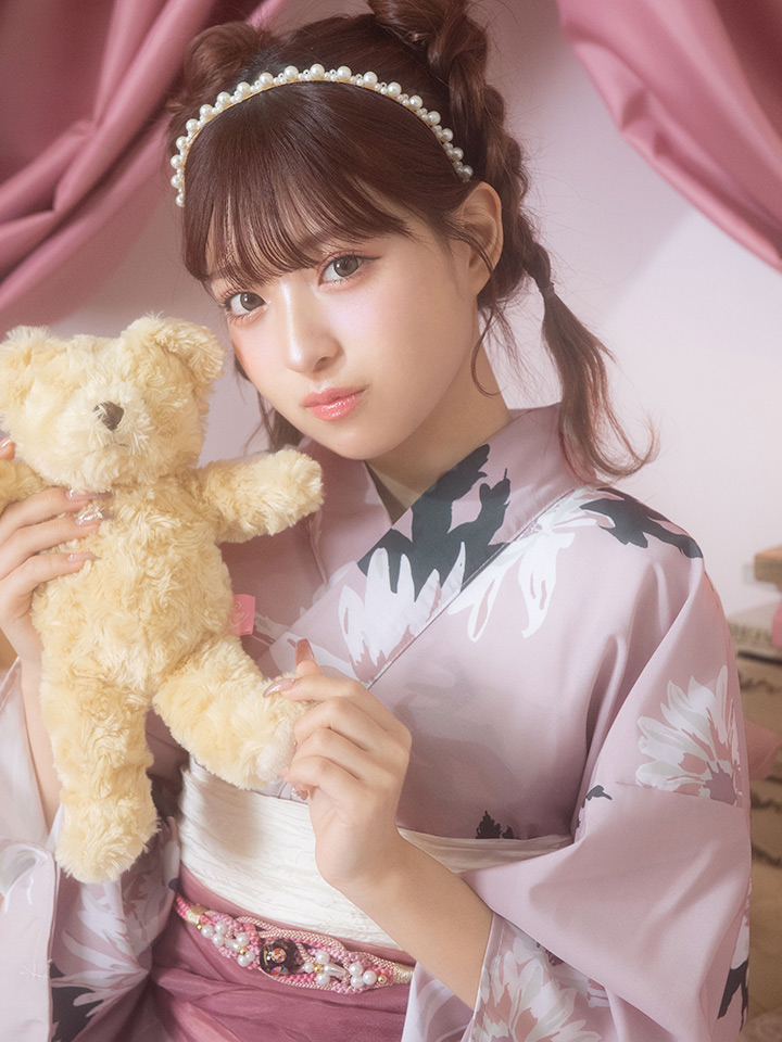 即日発送】【浴衣セール】【浴衣】 くすみピンク地xニュアンスフラワー