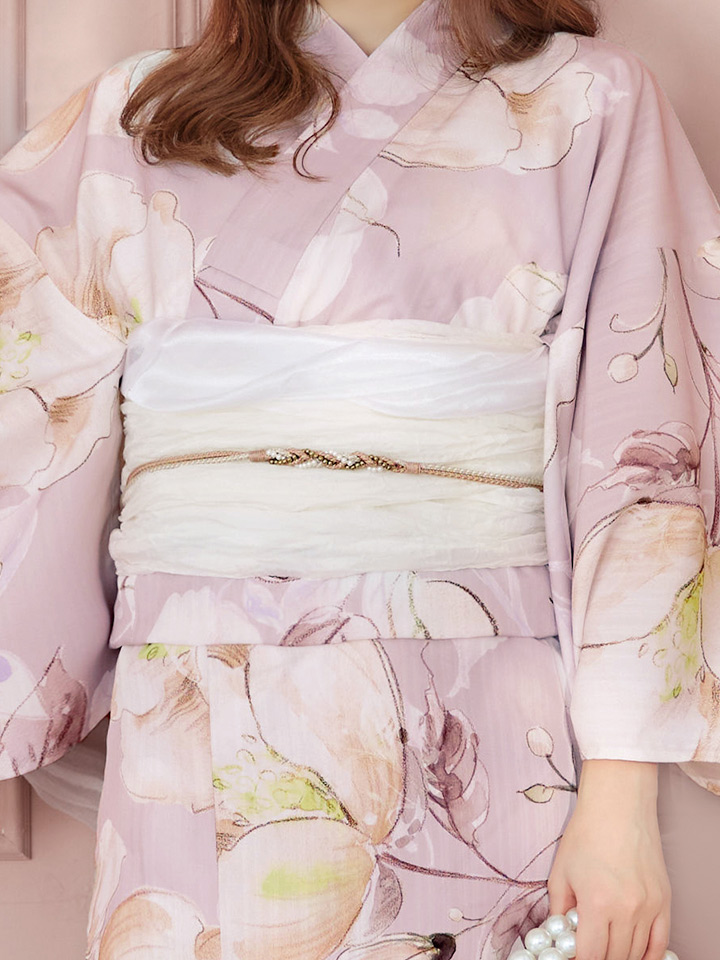 即日発送】大人くすみピンクx牡丹浴衣【浴衣3点セット 浴衣/帯/下駄