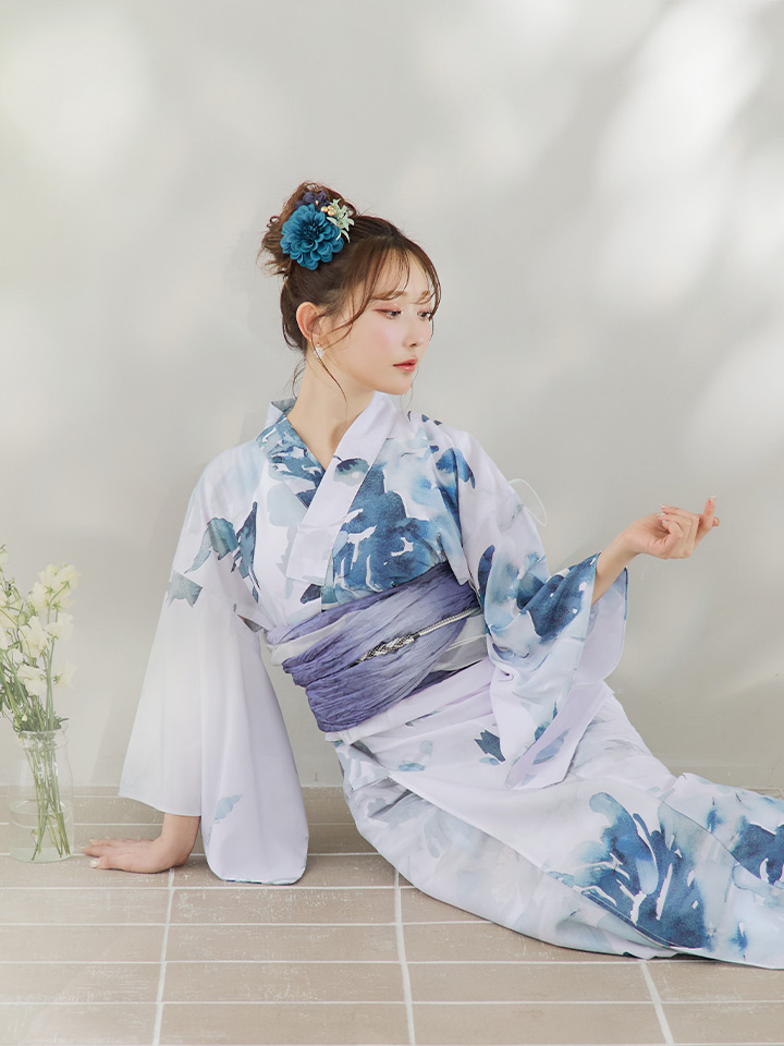 即日発送】グラデーションブルーグリーン浴衣【浴衣3点セット 浴衣/帯