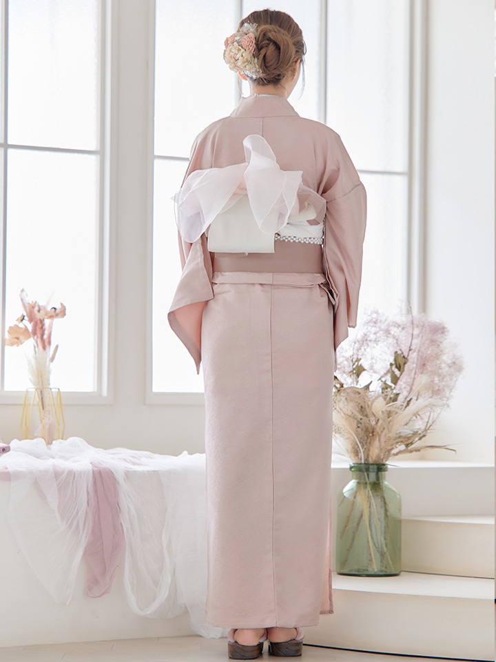 即日発送】【浴衣】ピンク無地浴衣 【浴衣3点セット 浴衣/帯/下駄